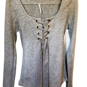 Free People Looking Back Lace-Up Top Sz S